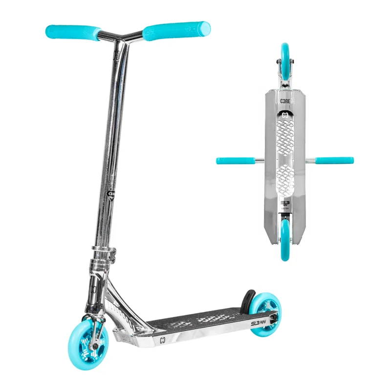 CORE SL3 Mini Complete Scooter - Chrome/Teal (17.5")