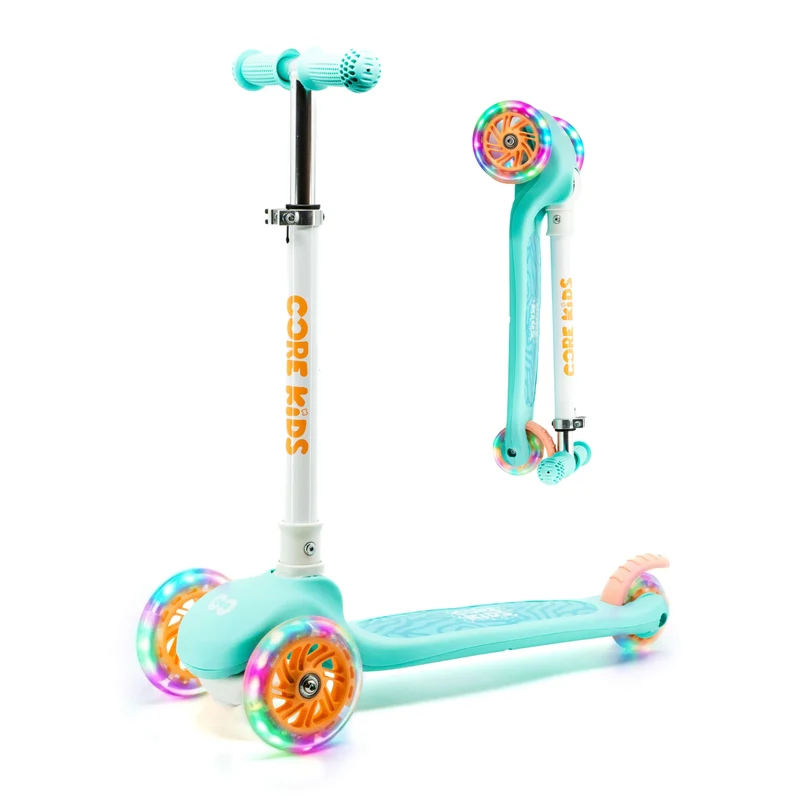 CORE Kids Foldy 3 Wheel Scooter - Teal/Peach
