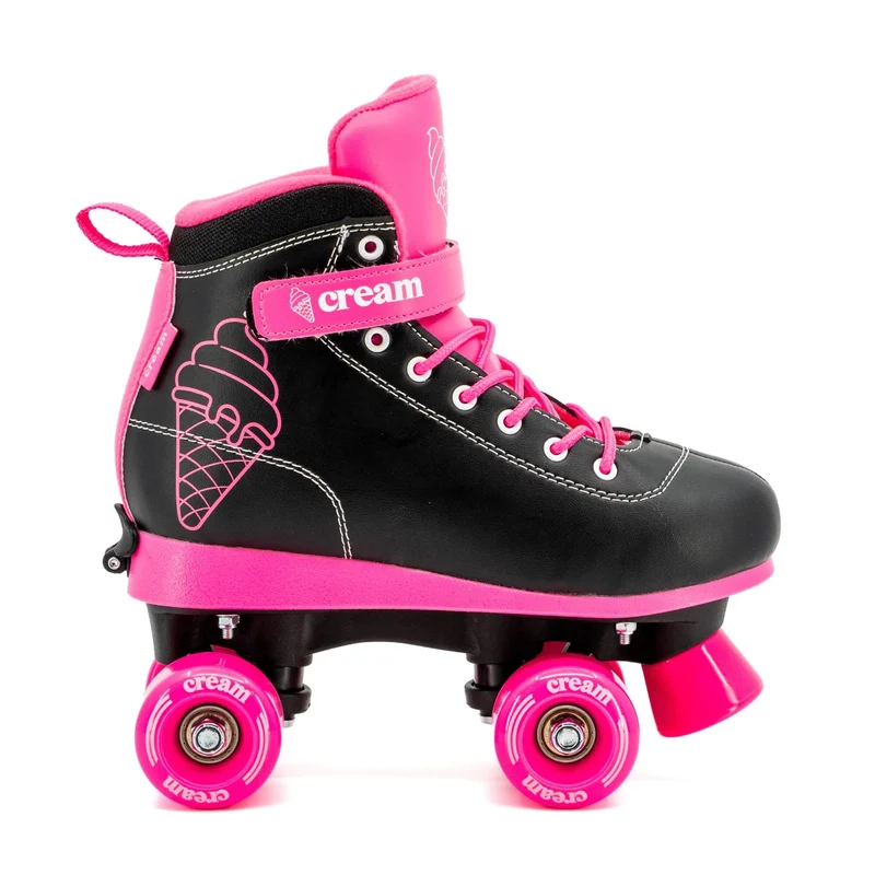 CREAM Scoop Quad Roller Skates, Adjustable - Vivid, Black/Pink