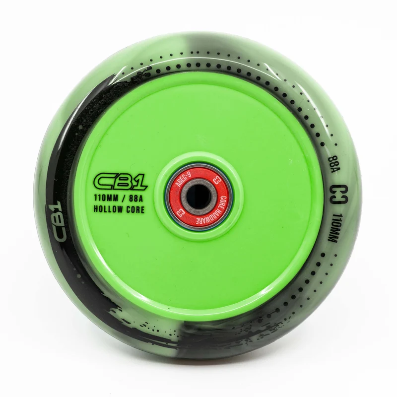 CORE CB1 Plastic Hollow Core Scooter Wheel 110mm - Black/Green