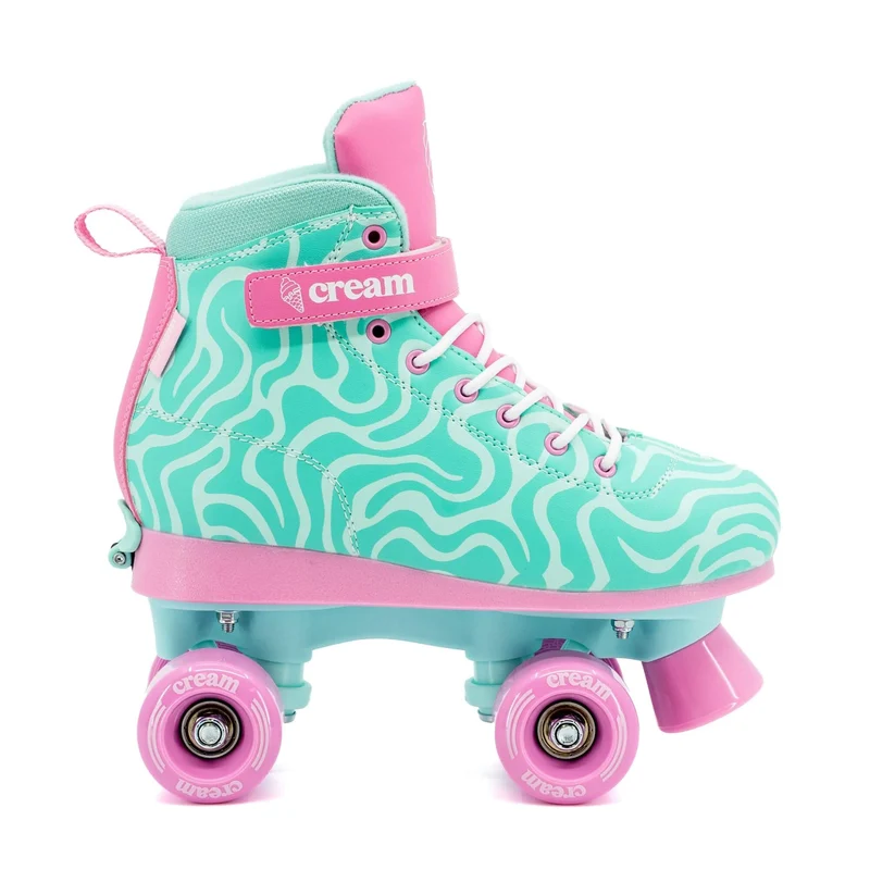 CREAM Scoop Quad Roller Skates, Adjustable - Wave, Teal/Pink