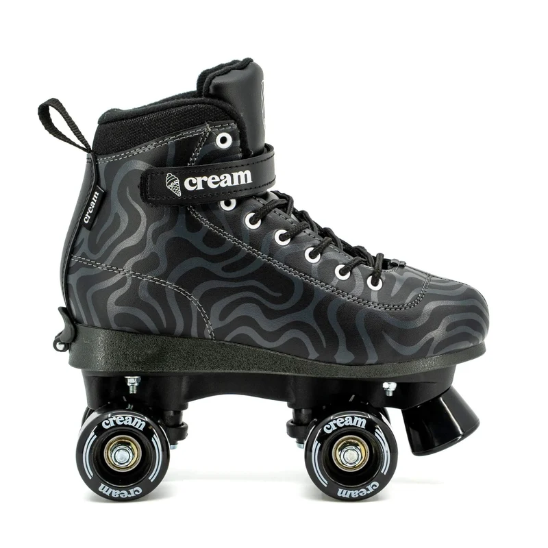 CREAM Scoop Quad Roller Skates, Adjustable - Wave, Black