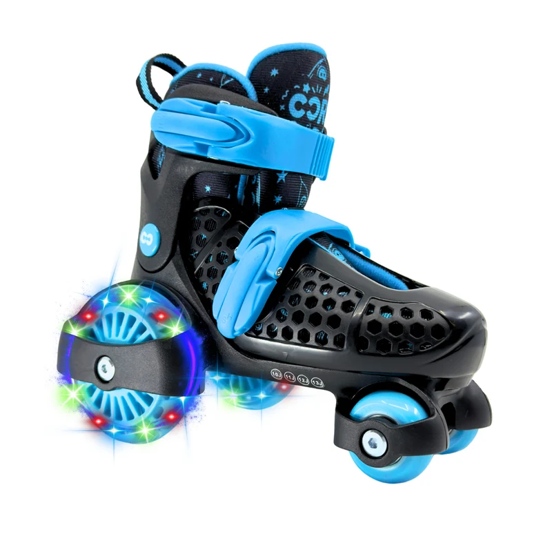 CORE Kids Newbie 4 Wheel Adjustable Skate, LED Wheels - Black/Blue