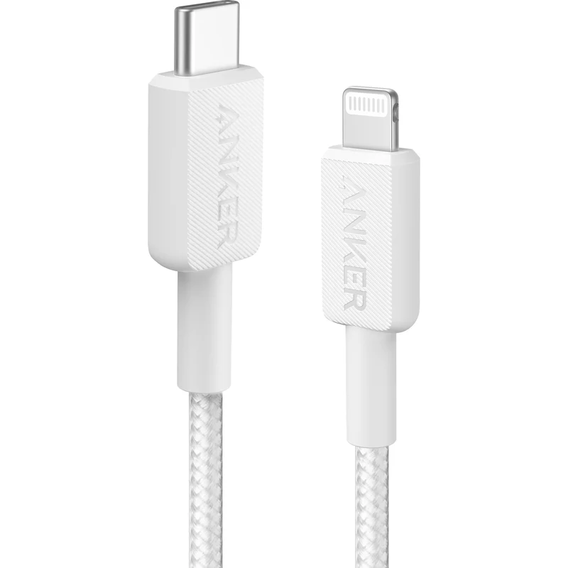 Anker 322 USB-C to Lightning Cable, 3ft Braided, White