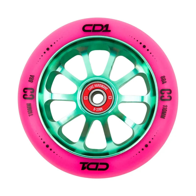 CORE CD1 Spoked Stunt Scooter Wheel 110mm - Pink/Teal