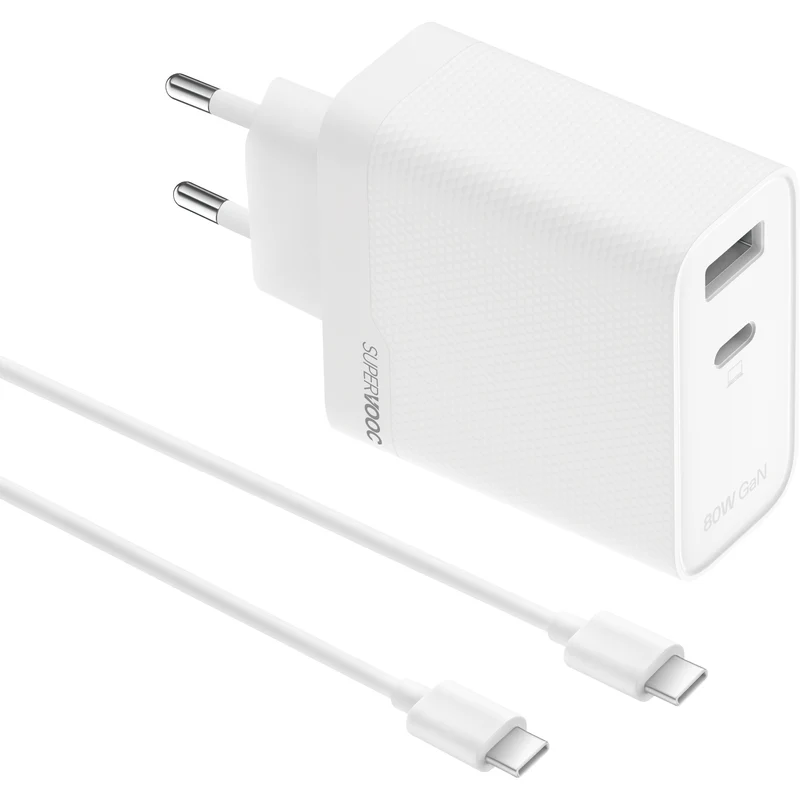 realme SUPERVOOC 80W Dual Ports GaN charger with USB-C cable
