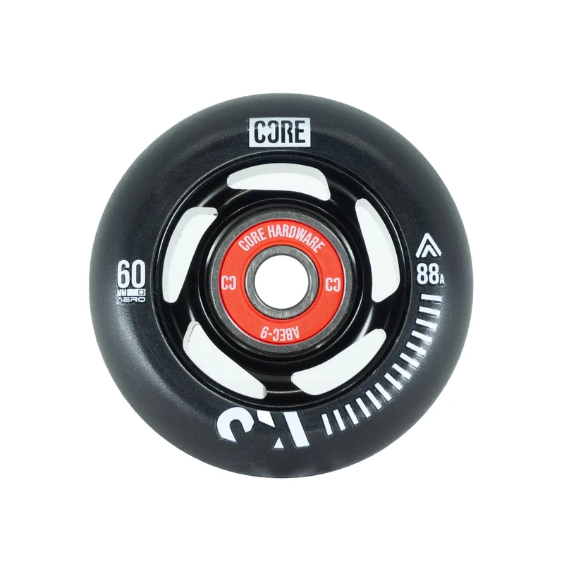 CORE Aero Inline Skate Wheels 60mm - Black (4 pack + Bearings)