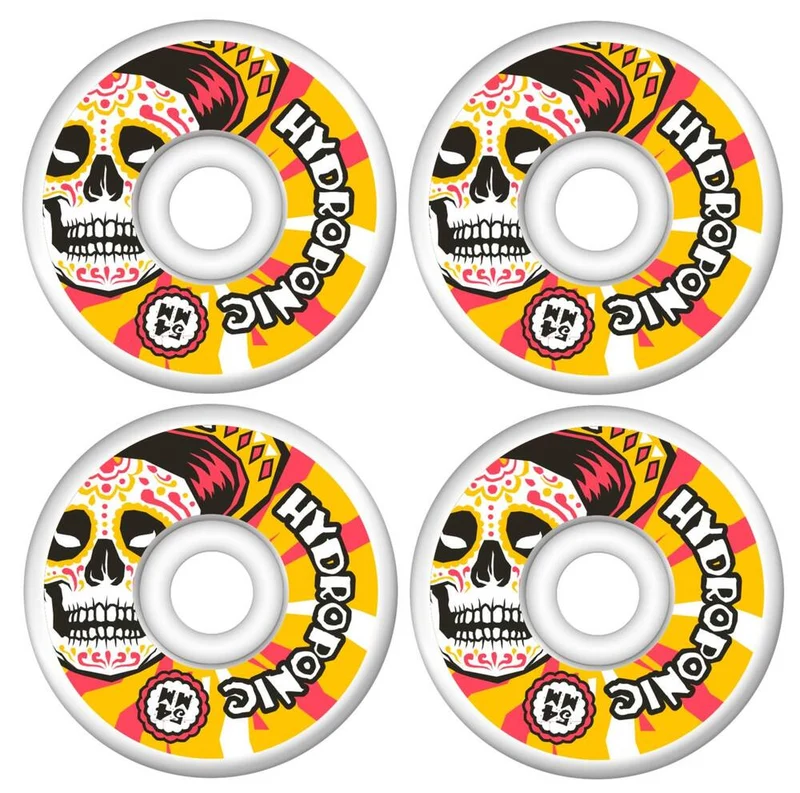 Hydroponic Mexican Skull 2.0 Skateboard hjul 4-Pack (Vit/Orange)