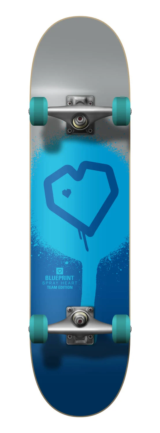 Blueprint Spray Heart V2 Komplett Skateboard (Silver)