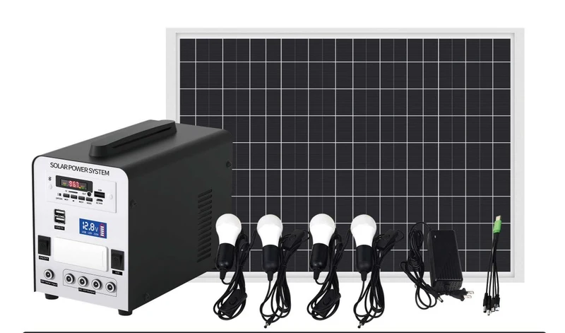 Sl81-L1 bärbar energilagringssats med 50w solpanel och 5-meters glödlampa*4
