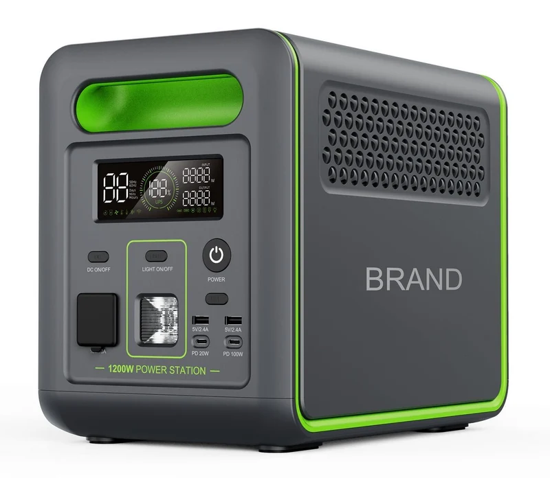 N077-Black Portable Power Station 1.2 timmar för 100 % effekt 1200w