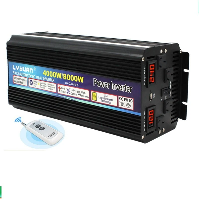 Modifierad Sine Wave 4000w-8000w Black Inverter Fjärrkontroll Hög effekt