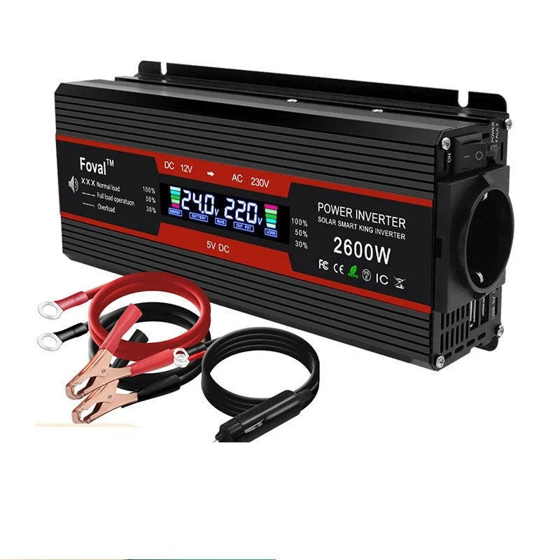 Modifierad Sine Wave Inverter 1000W-2600W 12V EU Svart