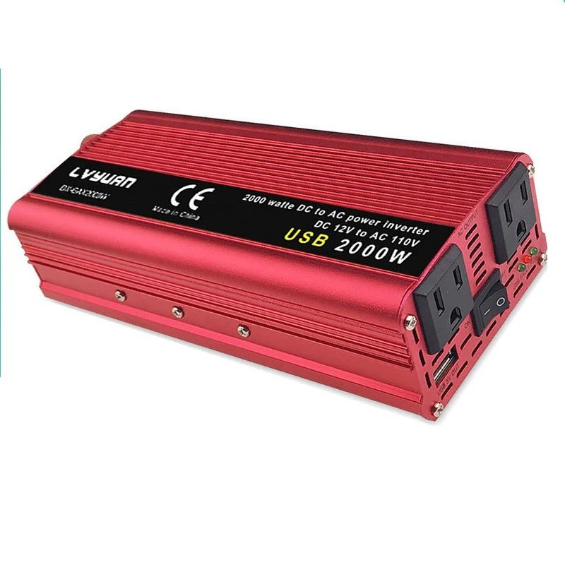 12v 2000w/12000w högeffektsväxelriktare med fjärrkontroll Röd