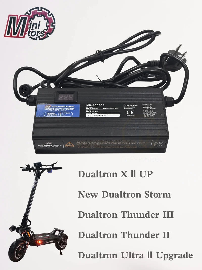 DUALTRON 72V Elsparkcykelladdare 83V 5A Med Display Snabbladdare