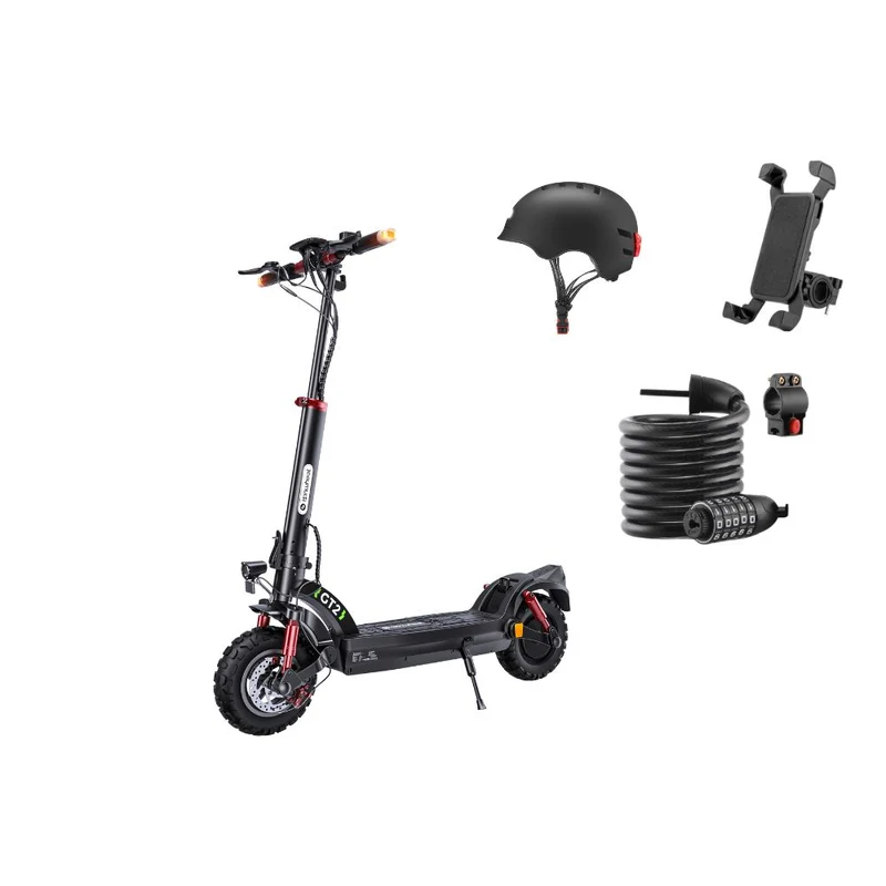 isinwheel GT2 Patinete eléctrico + casco + soporte para móvil + candado antirrobo combinación