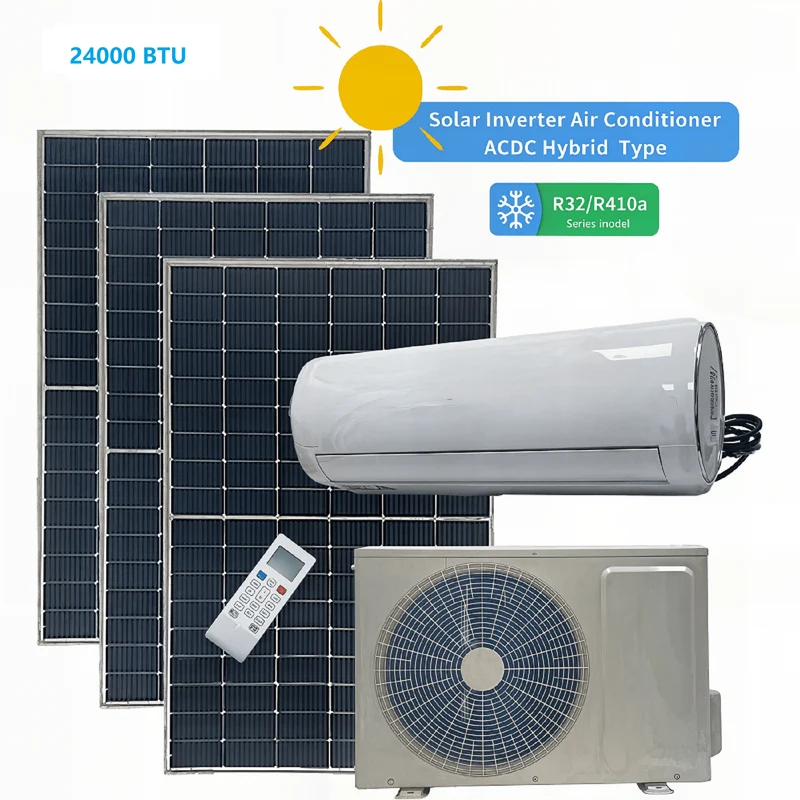 24000 BTU solcellsdriven luftkonditionering – högkapacitets hybrid off-grid kylning