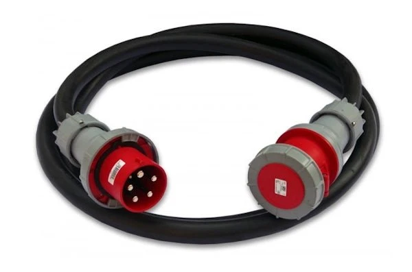 Câble rallonge CEE 400V 125A 35.0mm², fiche et coupleur rouge 6h