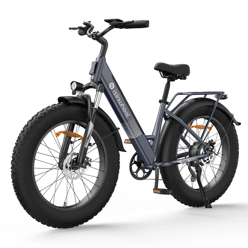 Potente bicicleta Fat Bike M60: neumáticos todoterreno, autonomía de 105 km y batería extraíble.