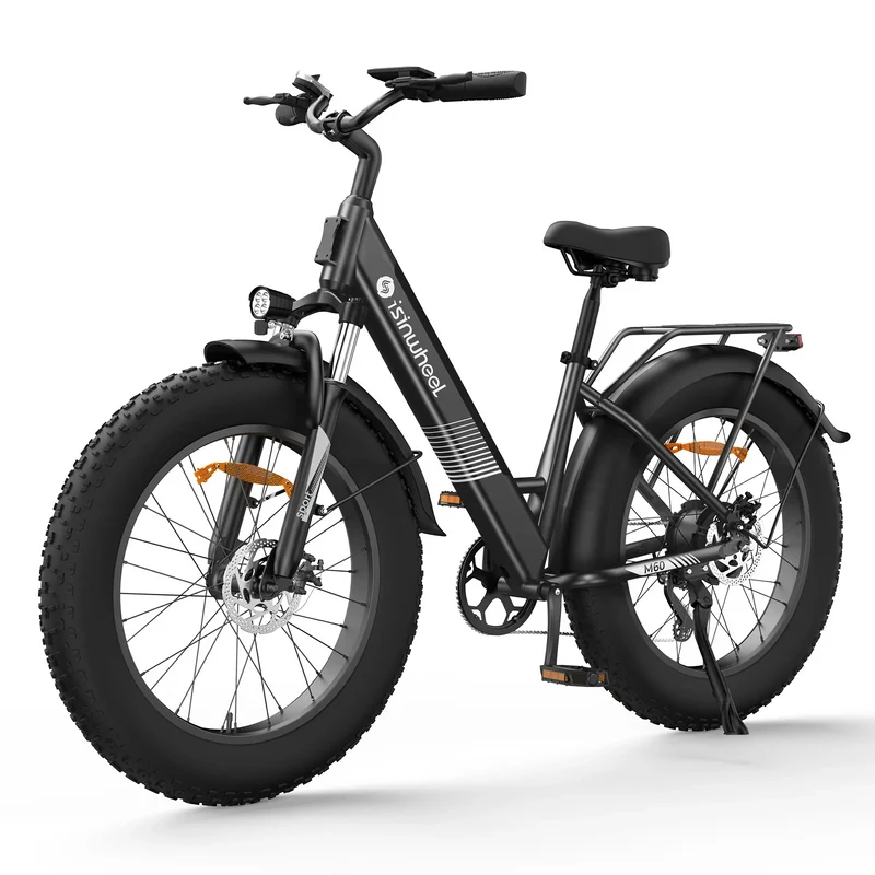 Potente bicicleta Fat Bike M60: neumáticos todoterreno, autonomía de 105 km y batería extraíble.