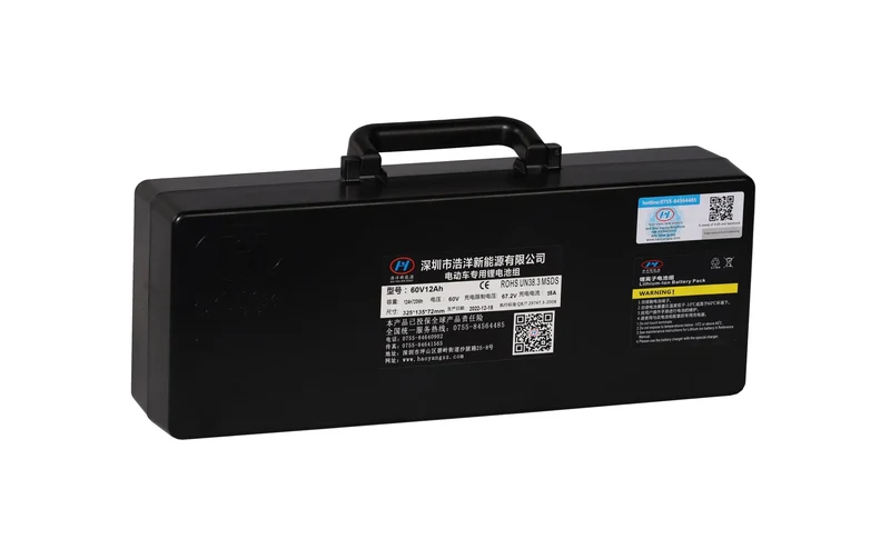 Batterie lithium 60V 12ah à poignée latérale + boîtier plastique pour citycoco et chopper